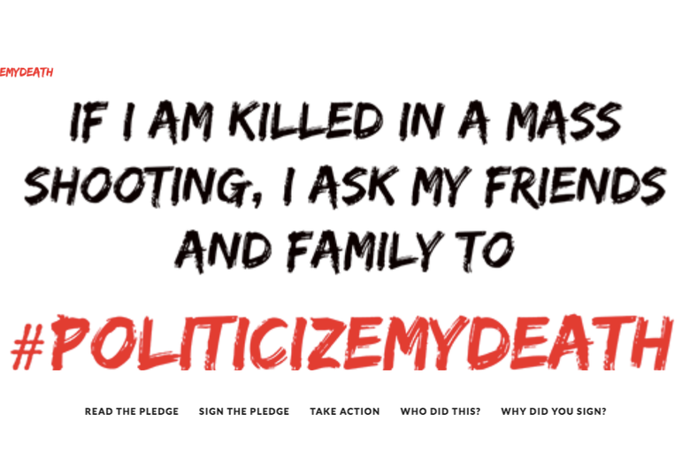 The Politicize My Death homepage.